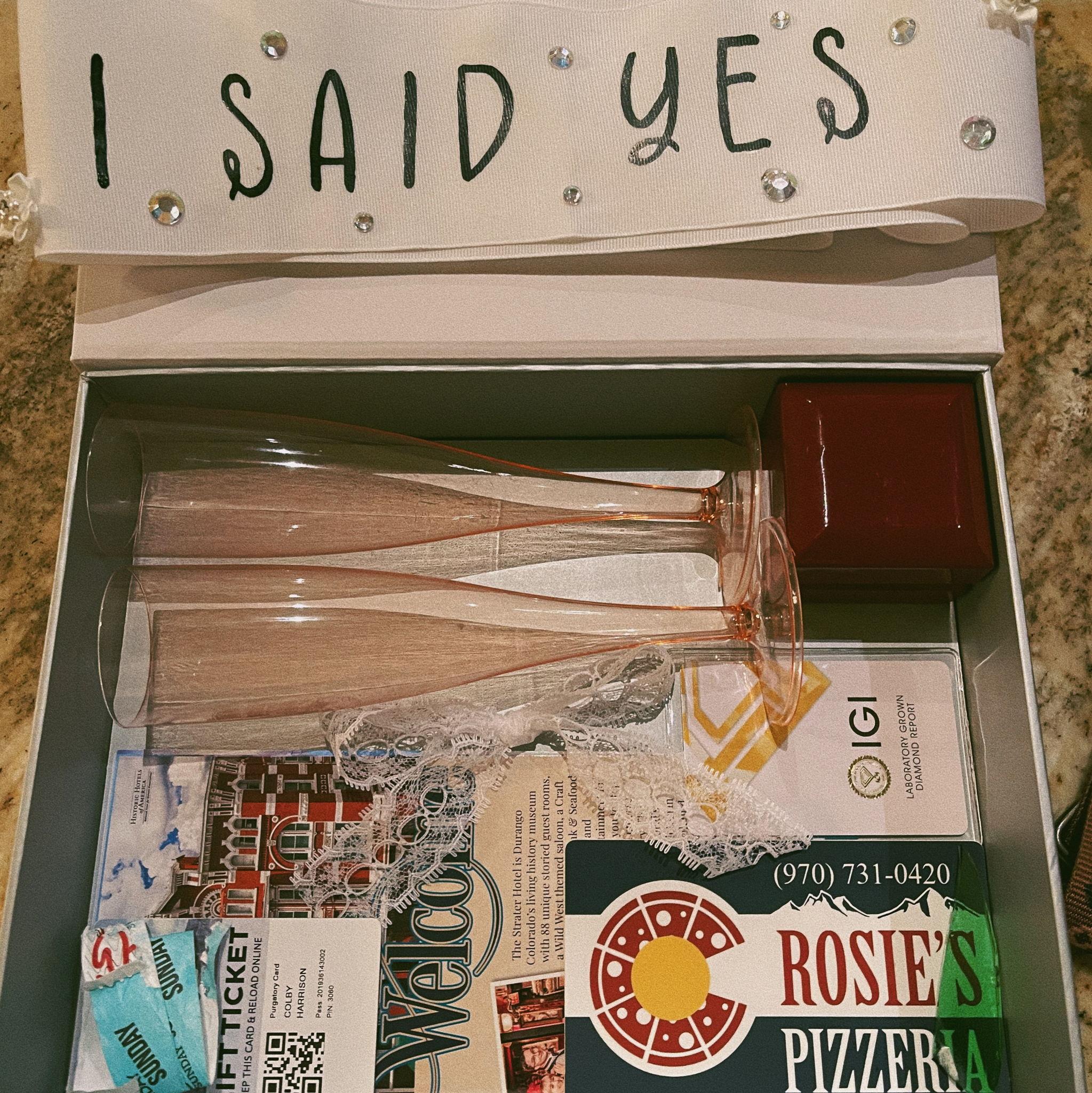 Box of keepsakes from our Colorado trip where colby and I got engaged