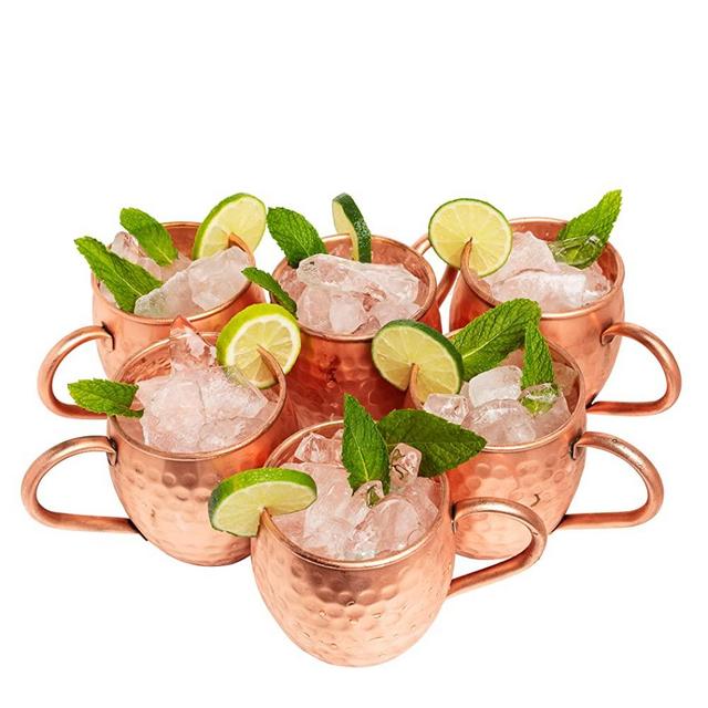 Kitchen Science Moscow Mule Copper Mugs - 16 Ounce, Set of 6