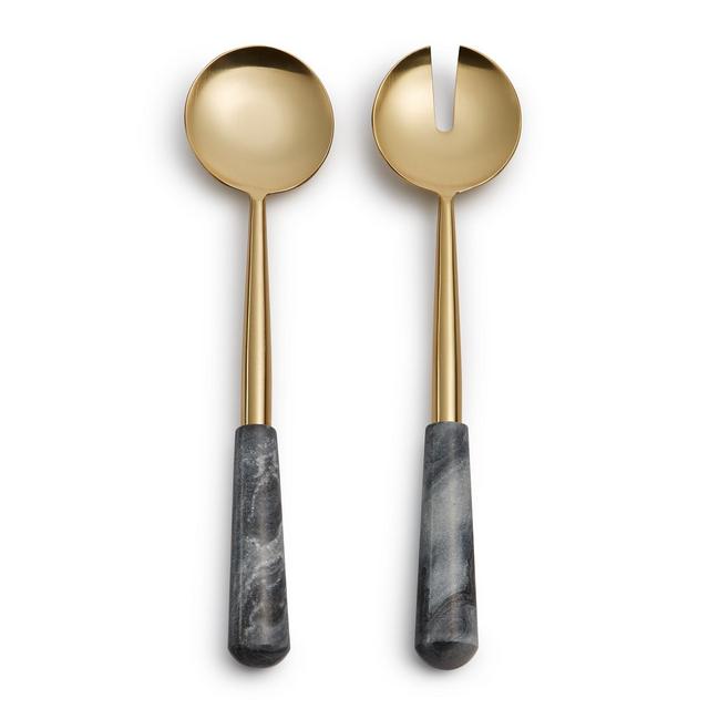 Hotel Collection Modern Marble Black & Gold Oversized 2-Pc. Server Set, Created for Macy's