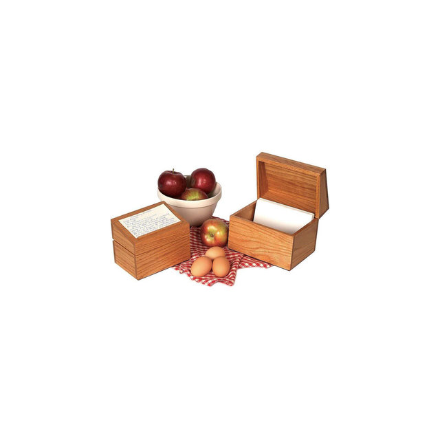 Lehman's Wooden Recipe Box Holds 300 4" x 6" Recipe Cards in Handcrafted Oak Wood Box