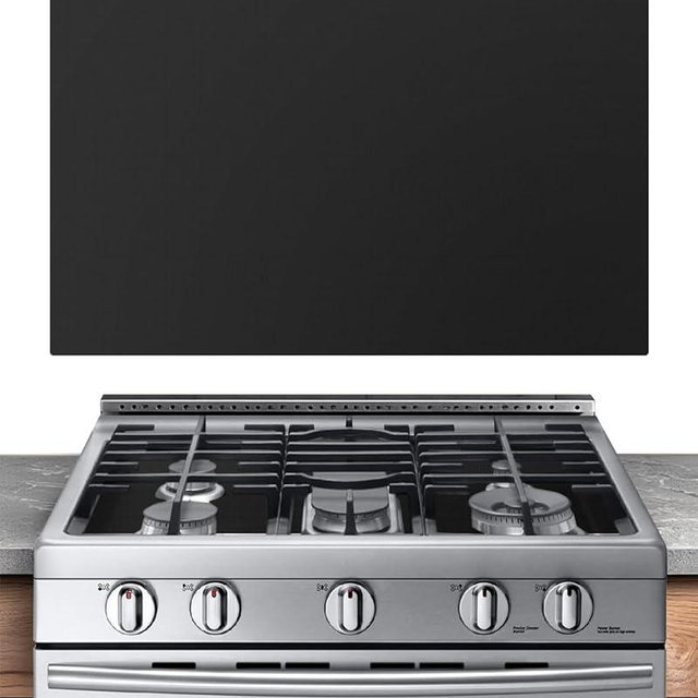 Silicone Stove Cover Gas Stove Top Burner Covers for Samsung Gas Range Stove Guard Reusable,Oven Liners Mat Gas Range Protectors, Non-Stick Washable Keep Stove Clean Black without hole, 24.4x16.3 inch