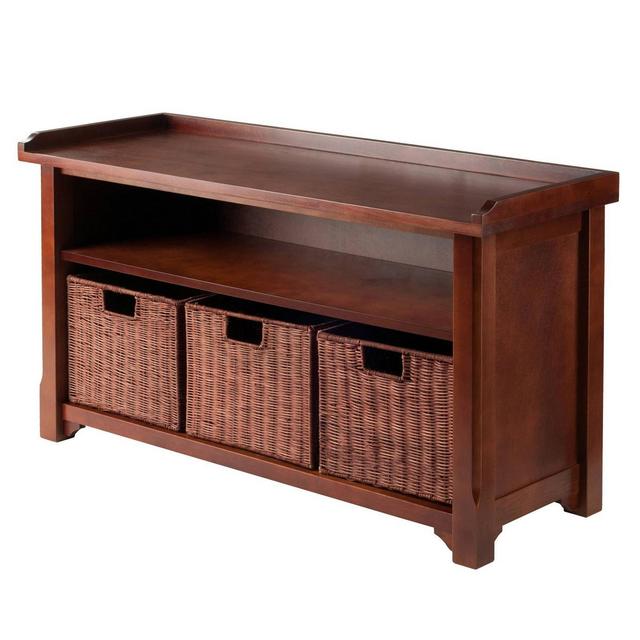 4pc Milan Storage Bench Set Antique Walnut - Winsome