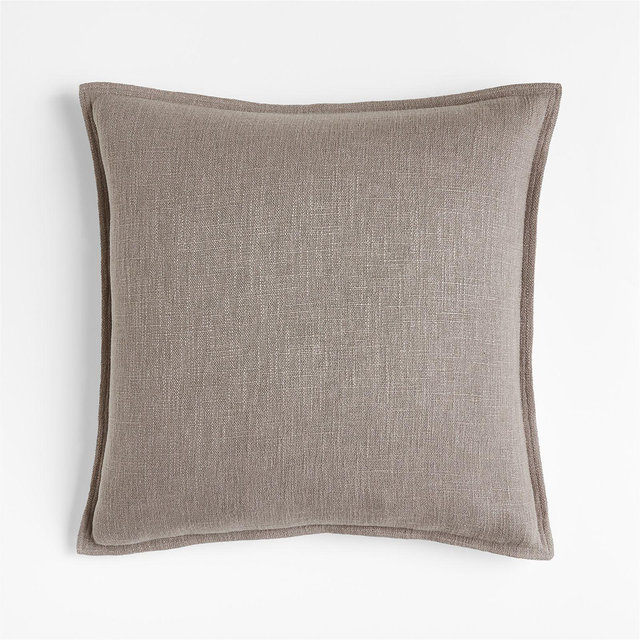 Dark Grey 20" Laundered Linen Pillow with Down-Alternative Insert