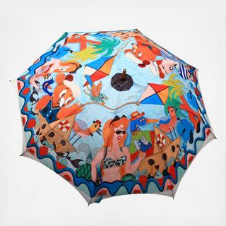 Hand-Crafted Camille Lavaud Illustrated Beach Umbrella