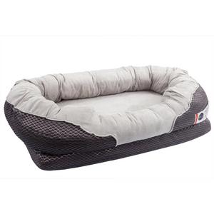 BarksBar Gray Orthopedic Dog Bed - Snuggly Sleeper - with Grooved Orthopedic Foam, Extra Comfy Cotton-Padded Rim cushion and Nonslip Bottom