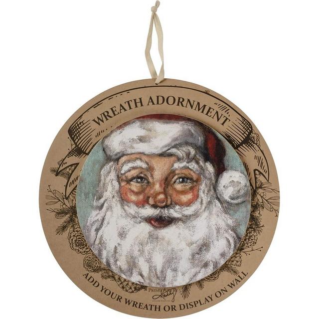 Primitives by Kathy Wreath Insert Santa, 10-inch Diameter, Wood and Paper