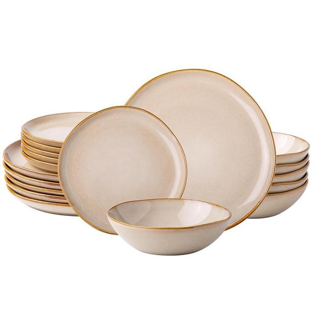 AmorArc Ceramic Dinnerware Sets,Handmade Reactive Glaze Plates and Bowls Set,Highly Chip and Crack Resistant | Dishwasher & Microwave Safe,Service for 6 (18pc)