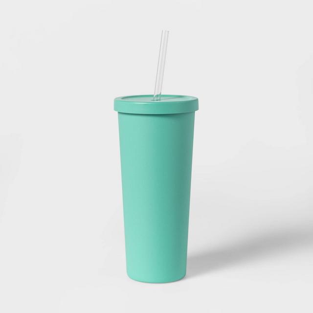 20oz Stainless Steel Tumbler with Straw Green - Sun Squad™