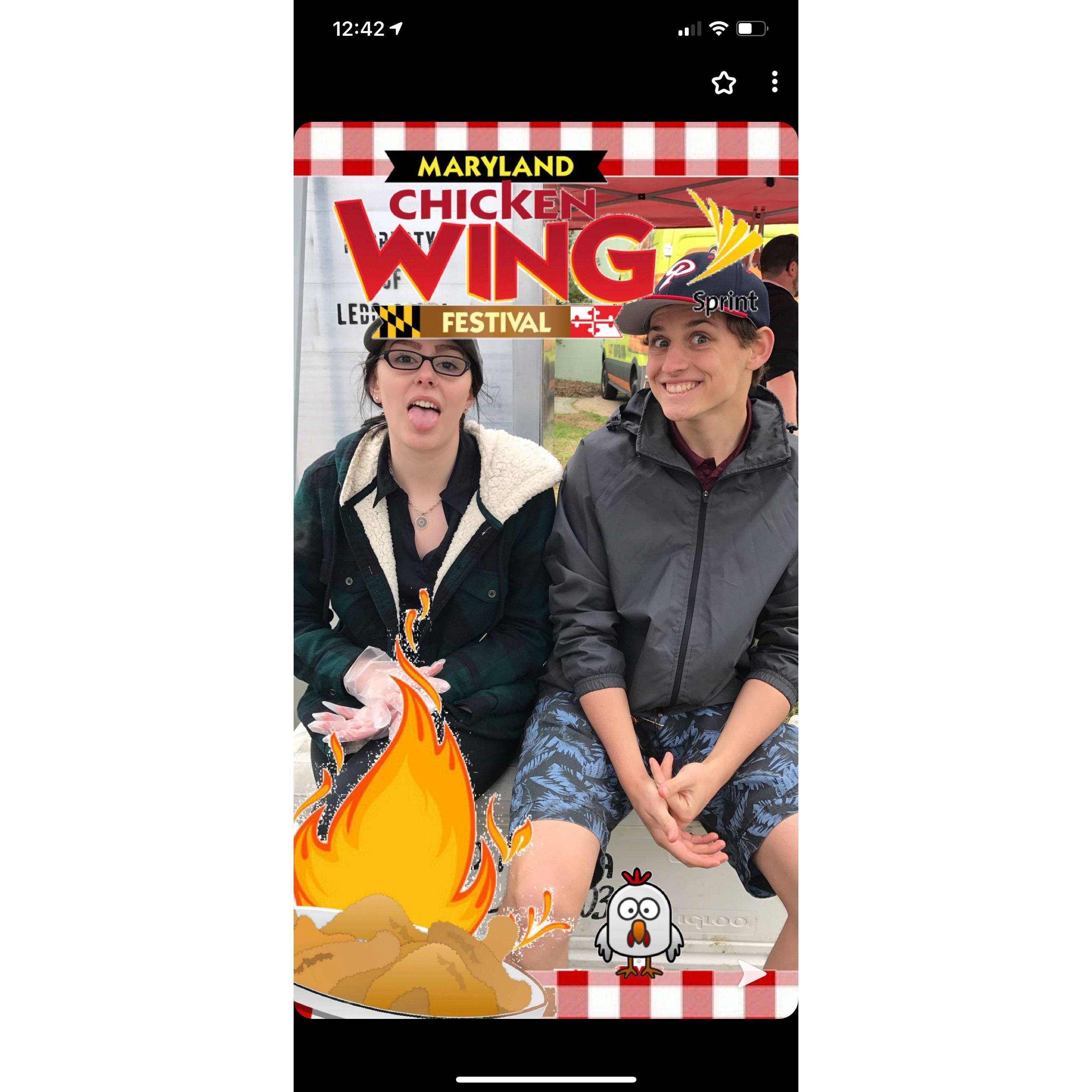 While working for Ledo we went to the wing festival and made a little competition out of it to see who could pick up the most wings in one go. We were not dating yet but still a favorite memory together.