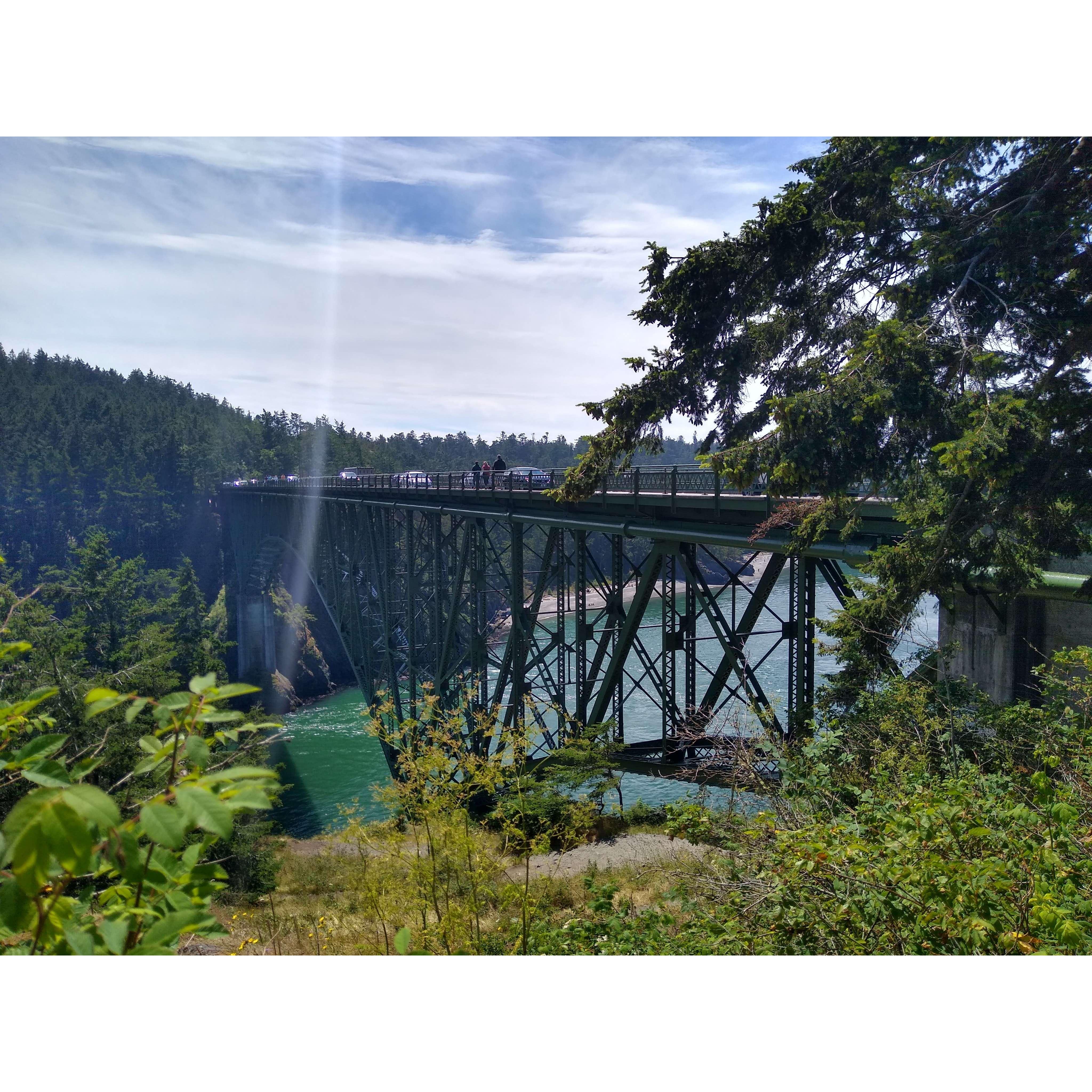 View of Deception Pass Bridge on Whidbey Island