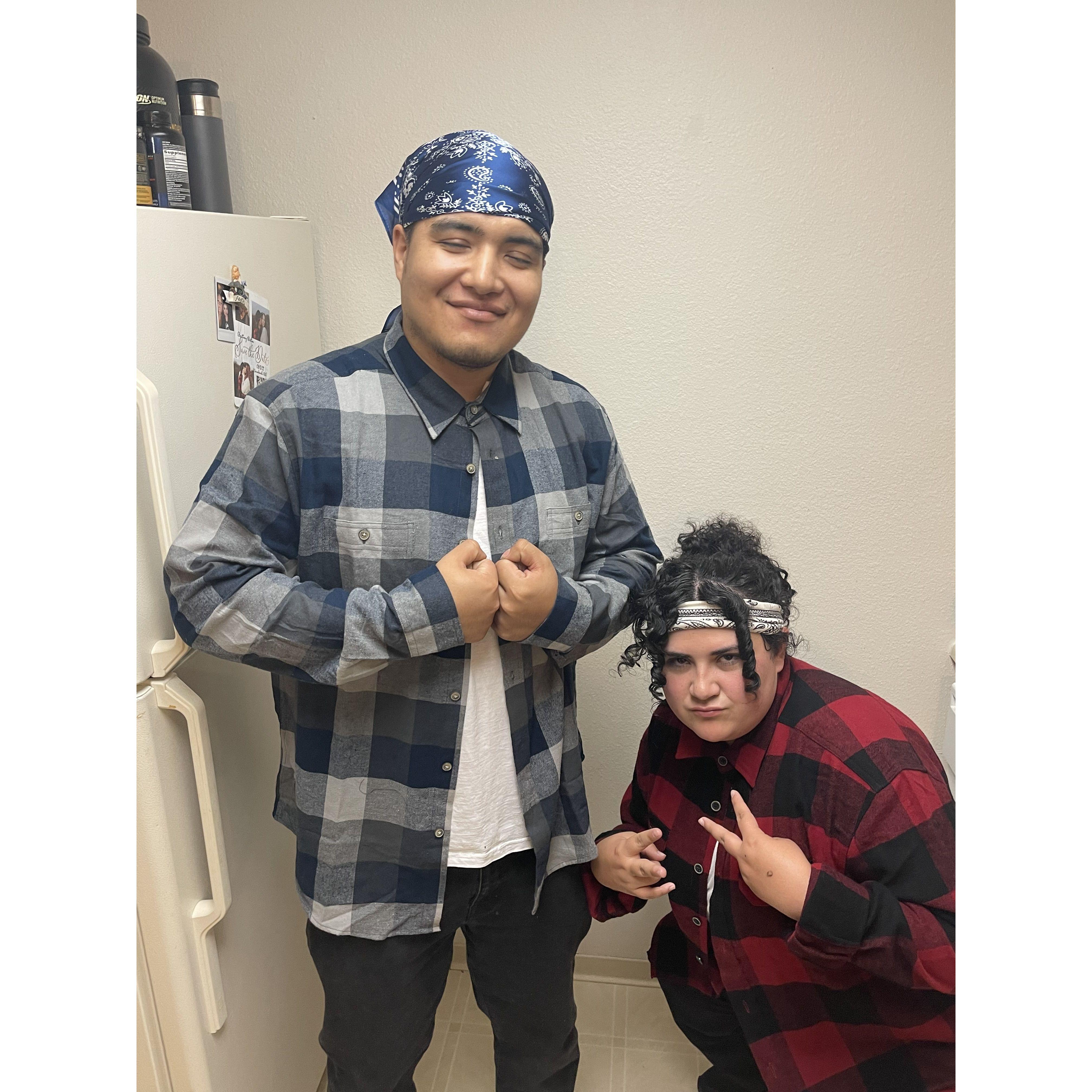 October 28th 2022 - Last minuet Halloween costumes. Chola and Cholo. In case you can't tell.
