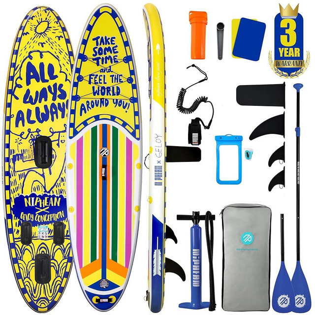 Niphean Inflatable Stand Up Paddle Board with SUP Accessories, Anti-Slip EVA Deck, 10’6’’ Inflatable Paddle Boards for Adults & Youth of All Skill Levels