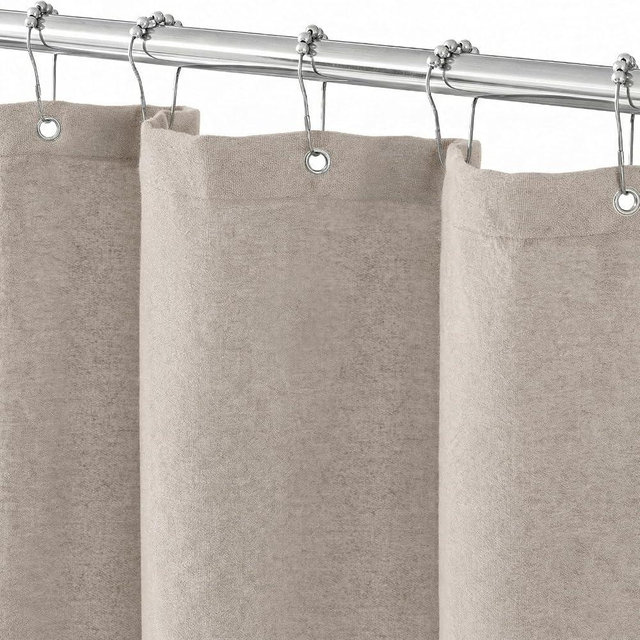 Seasonwood Taupe Shower Curtain Linen Shower Curtain Boho Shower Curtains Linen Shower Curtains for Bathroom Modern Farmhouse Bathroom Decor (72x72 Inch)