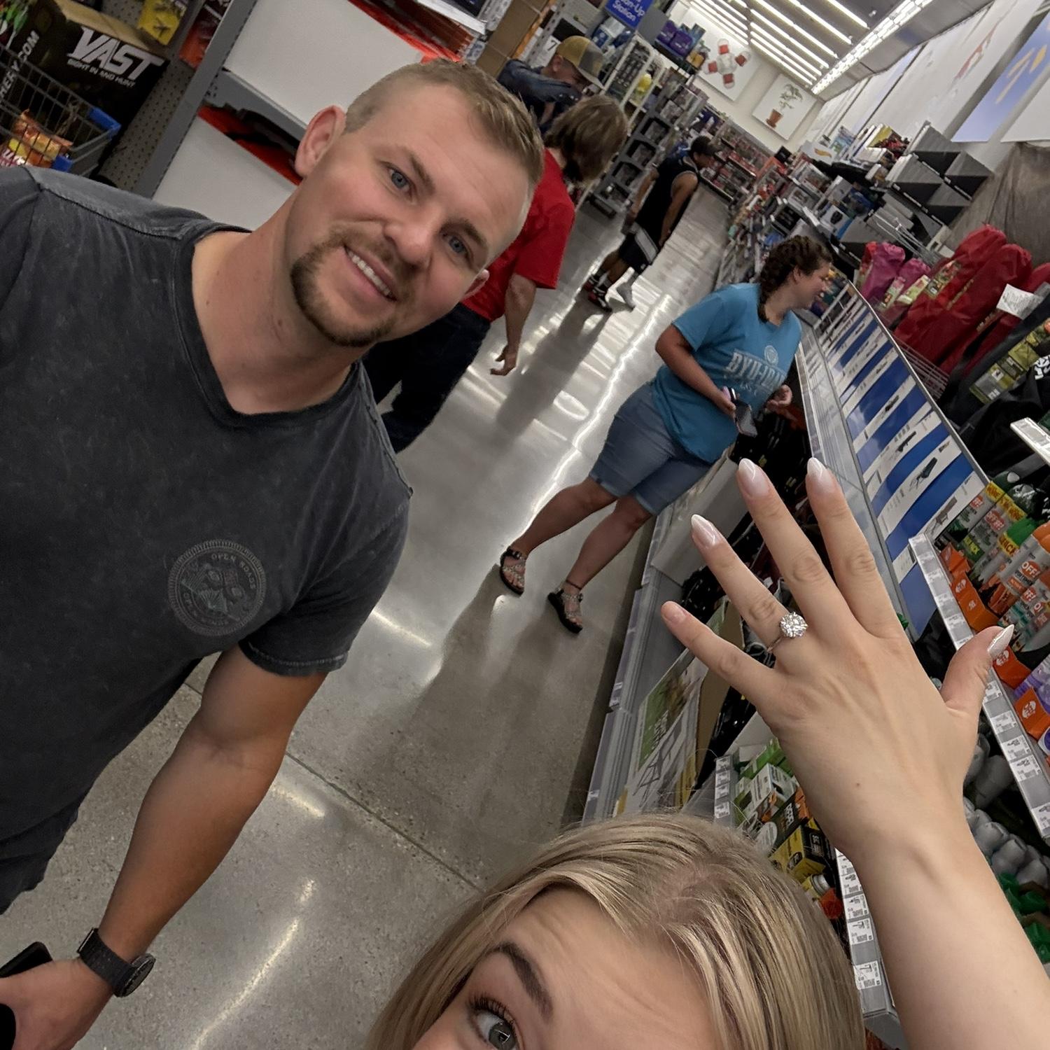 When we got engaged Olivia’s pinky press-on nail fell off on the way to the firework show. We made a bunch of friends in Walmart who helped us look for it! We never did find it and bought another set.