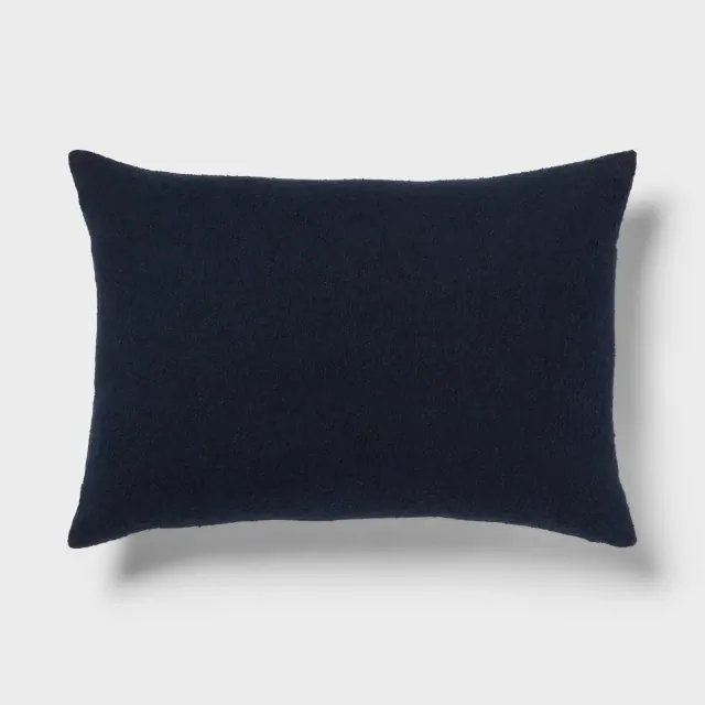 Oblong Boucle Color Blocked Decorative Throw Pillow Dark Navy - Threshold™: Cotton Weave, Indoor Rectangle Accent Pillow with Hidden Zipper
