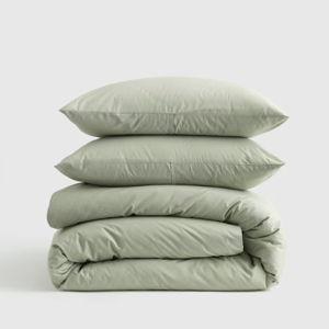 Classic Organic Percale Duvet Cover Set in Sage