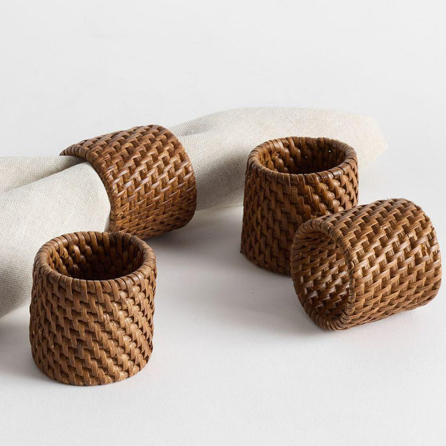 Tava Handwoven Napkin Rings, Set of 4 - Honey