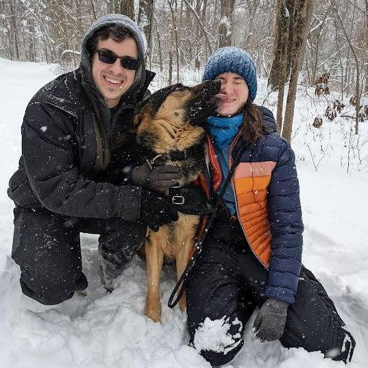 Snow day with Johann! Back when we lived next to the Rutgers Nature Preserve, snow days were always the perfect time to hike! Now Johann prefers knocking over Hala's snow sculptures and snow fetch.