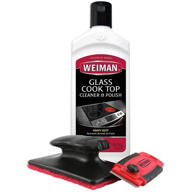 Weiman Cooktop Cleaner Kit - Cook Top Cleaner and Polish 10 oz. Scrubbing Pad, Cleaning Tool, Cooktop Razor Scraper