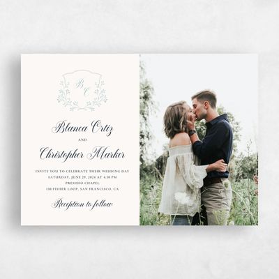 Teal, Blue Wedding Invitation - Estera Photo