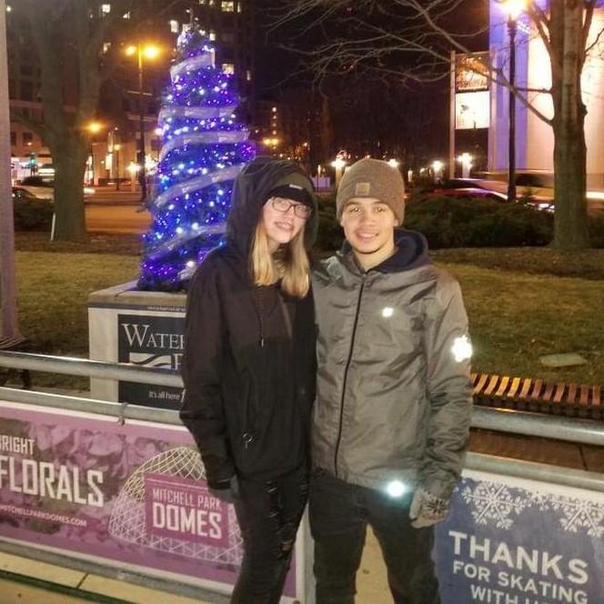 an unofficial date ice skating
