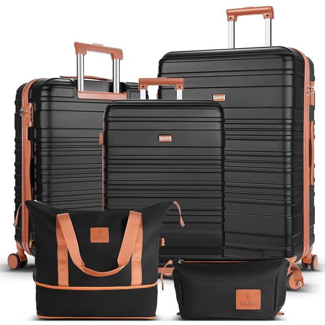 QIMER Luggage Set 5 Piece, Polycarbonate Luggage with TSA Locks,sturdy and durable, Carry On Luggage Set Suitable for Family Travel(Black 20/24/28 Inch)