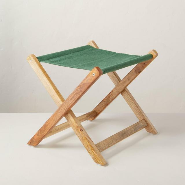 Foldable Canvas & Wood Garden Seat Green - Hearth & Hand™ with Magnolia