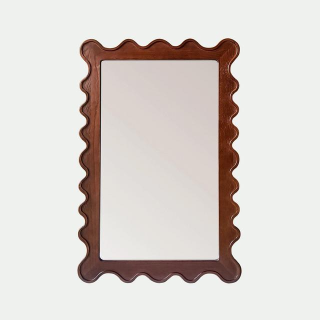Savannah SCALLOPED EDGE MIRROR, Rectangular Mirror, Ripple Mirror, Wavy Mirror, Solid Oak Mirror