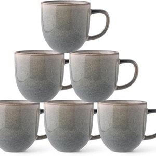 AmorArc 12oz Coffee Mugs, Ceramic Coffee Mugs set of 6 for Man, Woman, Dad, Mom, Modern Coffee Cups with handle for Latte/Cappuccino/Milk/Cocoa. Dishwasher&Microwave Safe, Reactive Glaze