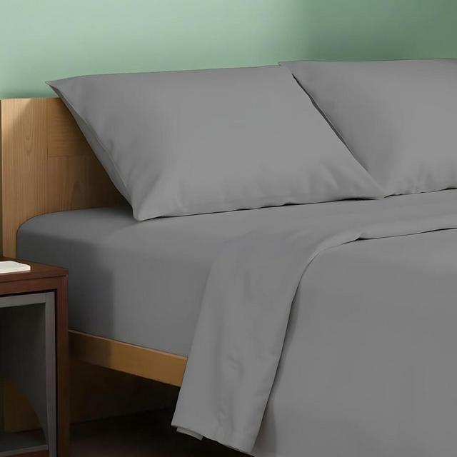 Texas Linen Co. 100% Organic Cotton Sheets Queen Size - 4 PC Organic Cotton Queen Size Percale Weave Sheet Set, Soft, Cooling, Crisp & Breathable, 16" Deep Pocket Hotel Quality Bedding Set - Dark Grey