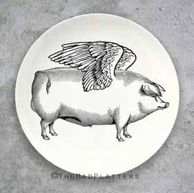 Pigs fly melamine plate