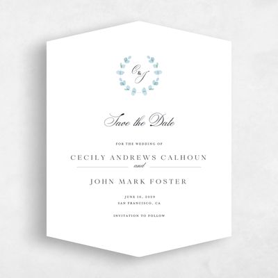 Blue Diamond Wedding Save the Date - Opalite Portrait