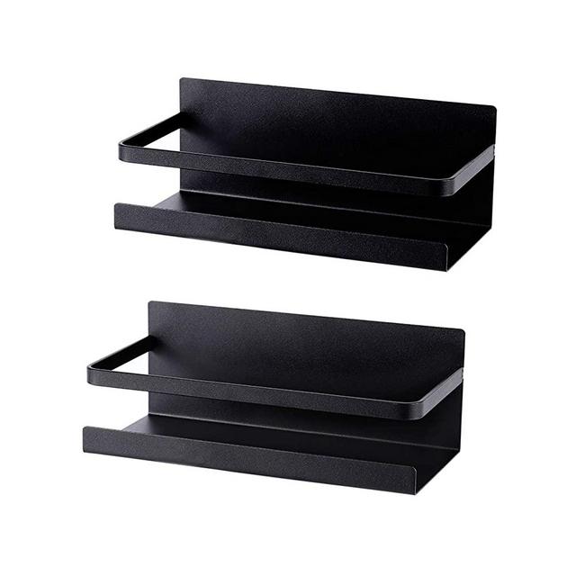 KES Magnetic Spice Rack for Refrigerator Wall Mount Seasoning Organizer 2 Pack Matte Black Spice Organizer, KRR503-BK-P2