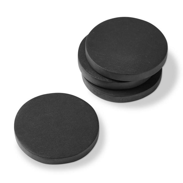 Black Wood Coasters, Set of 4