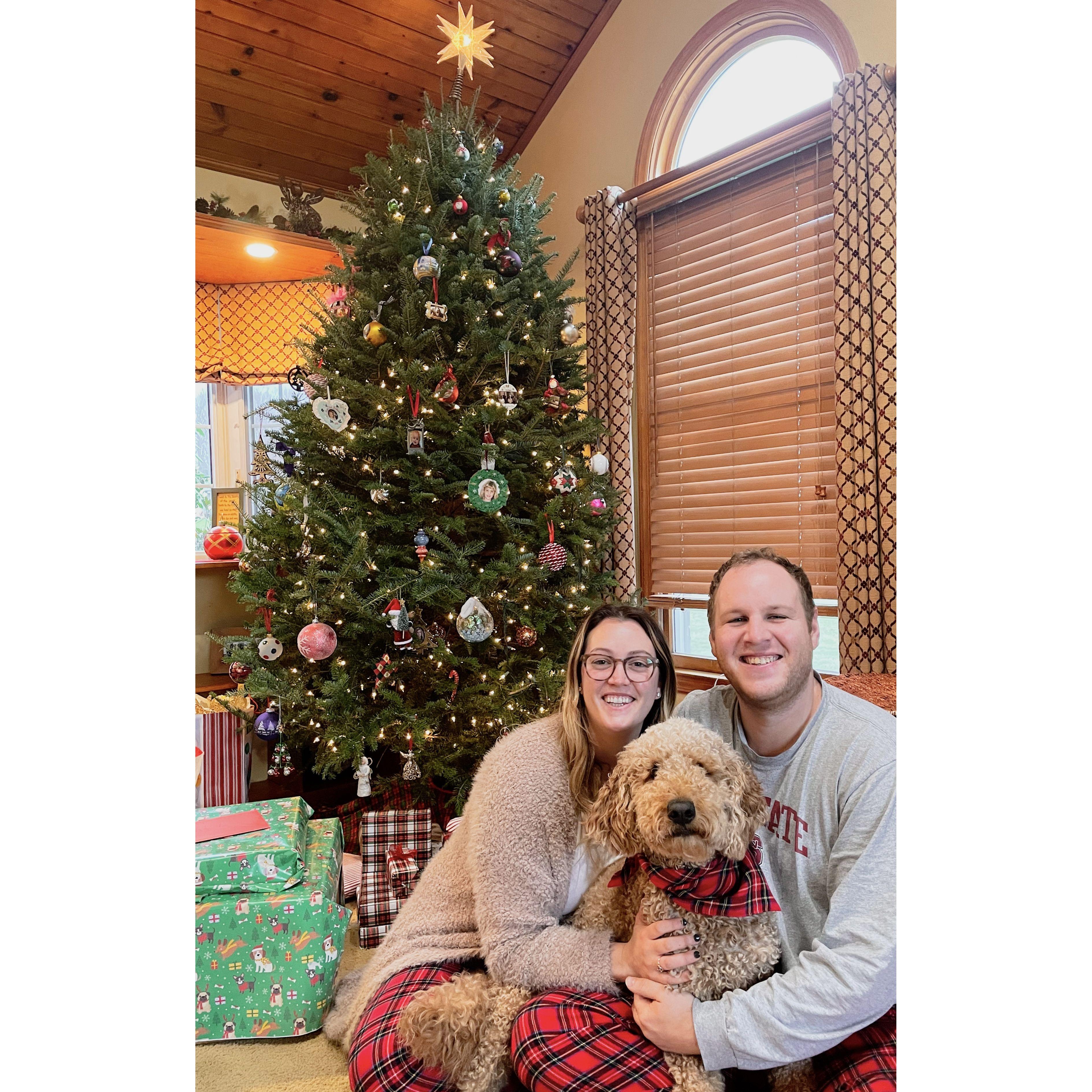 Our first Christmas morning together as a family! Let the tradition of matching pjs begin!