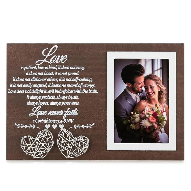 NUPTIO Couple Gifts Picture Frames: Wedding Gift Ideas Anniversary Engagement Valentines Day Christmas Birthday Presents for Couples Boyfriend Girlfriend Newlyweds Friends 4x6 Wood Love Photo Frame