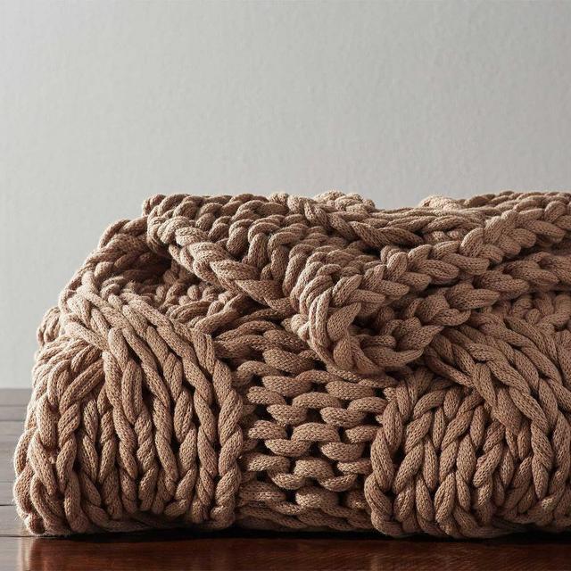 Colossal Handknit Throw, 44 x 56", Bronze