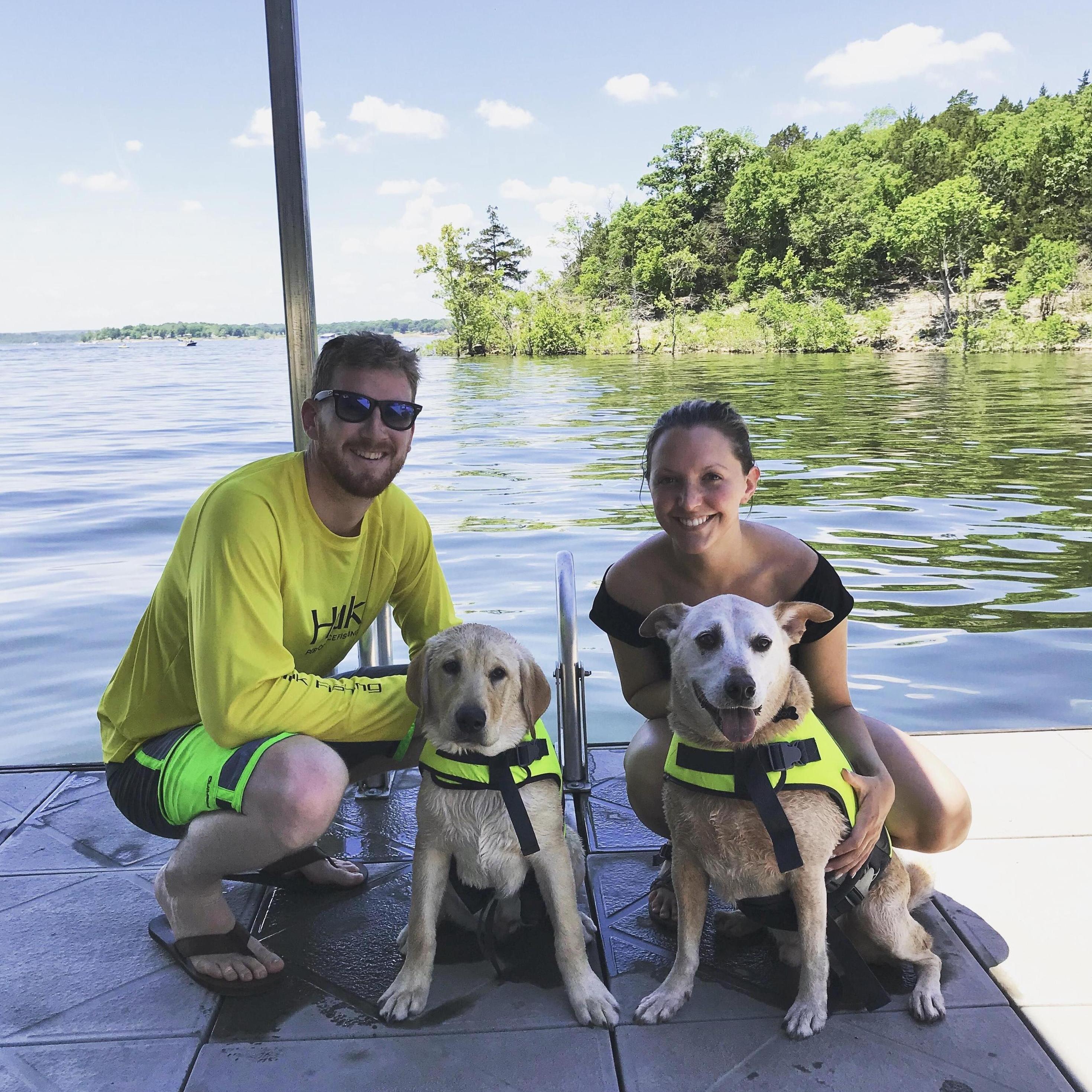 Our sweet family at the lake. I believe this was Benny's first swimming experience and he couldn't get enough! Coy has always been a swimmer :) they are best buds.