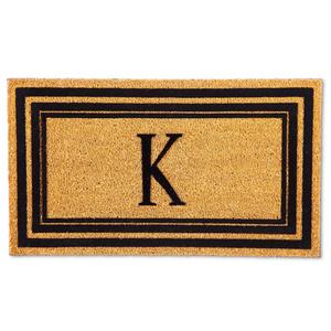 Flocked Monogram Letter "K" Door Mat Insert in Black