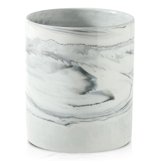 Howise 7.2 inch Large Utensil Holder for Kitchen Counter, Golden Marble Utensil Crock Spatula Holder for Countertop Cooking Tools Storage Caddy Farmhouse Kitchen Decor (Marble-Grey)
