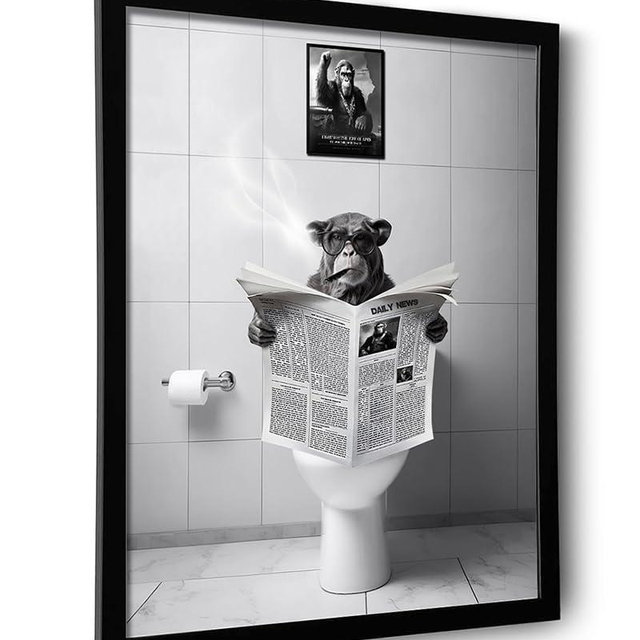 ArtHome520 Wall Art, Framed Bathroom Decor, Funny Animal Wall Art, 8''x10''