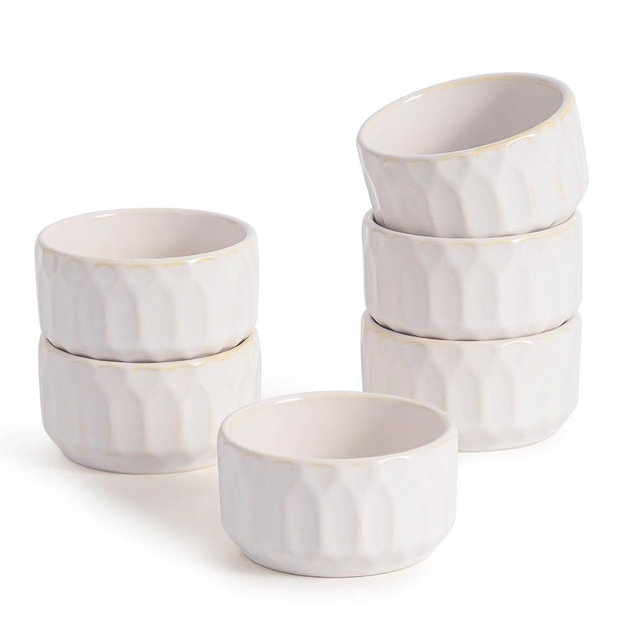 Ramekin Dish Set of 6, 4 OZ Ramekin for Creme Brulee, Lava Cake, Pudding, Souffle, Dishwasher and Oven Safe, Porcelain Ramekins for Baking Thanksgiving Christmas Gift for Women men