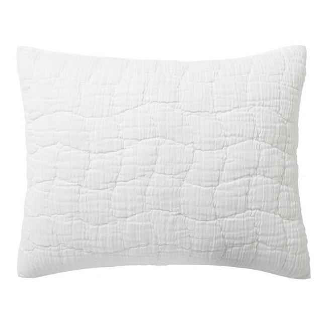White Cloud Hancrafted Linen/Cotton Quilted Sham, Standard