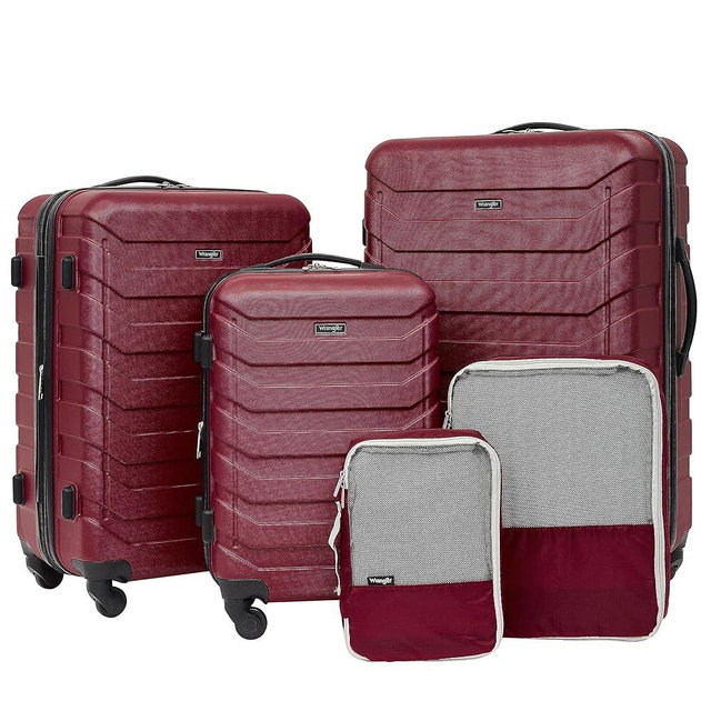 Wrangler 5 Piece Elysian Luggage and Accessories Set, Red