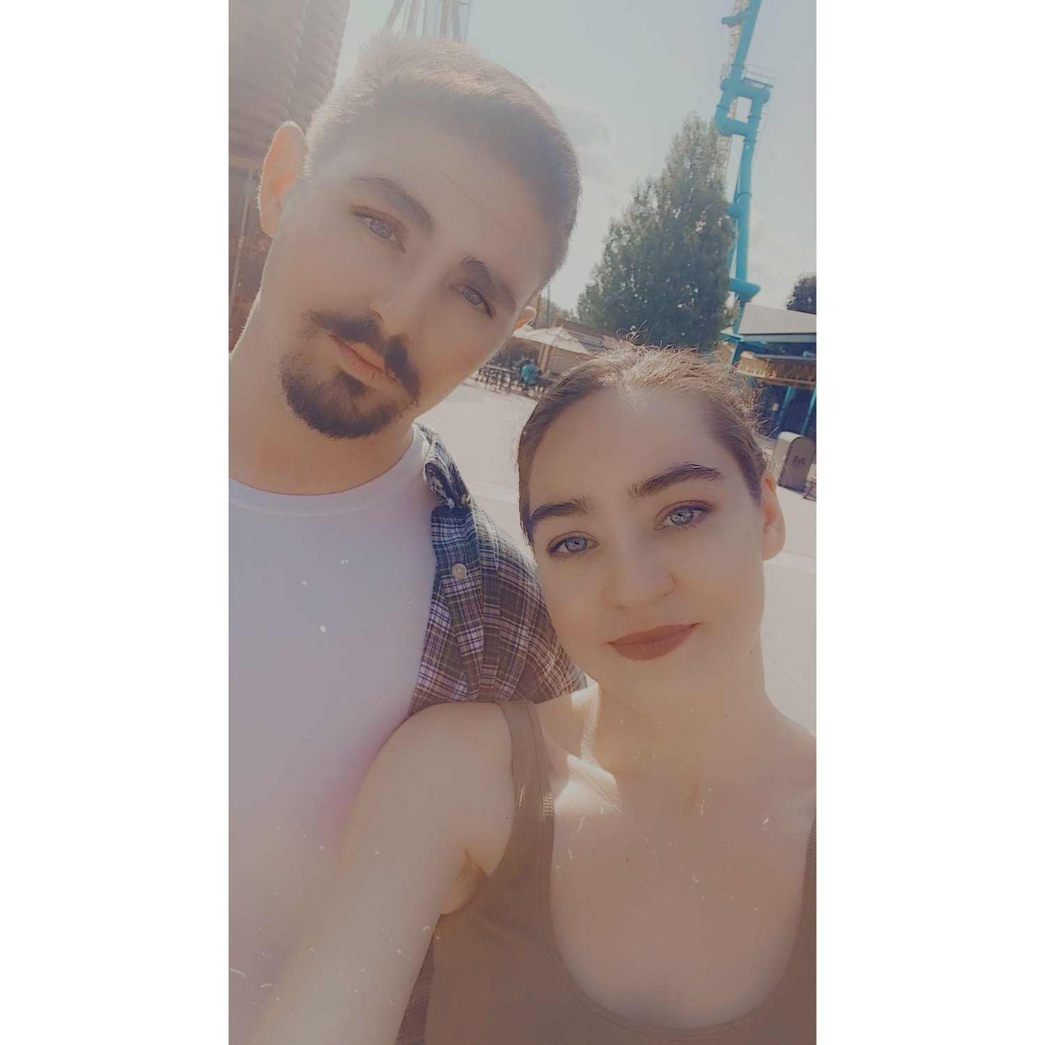 In front of the roller-coaster where Luke Proposed!!!!!!!