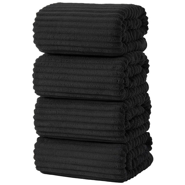NALIVO 4 Pack Microfiber Bath Towels, 30x60 Inches Oversized Bath Sheets for Adults, Super Absorbent & Quick Dry Shower Towels, Lint Free Lightweight Body Towels for Bathroom, Gym & Travel (Black)