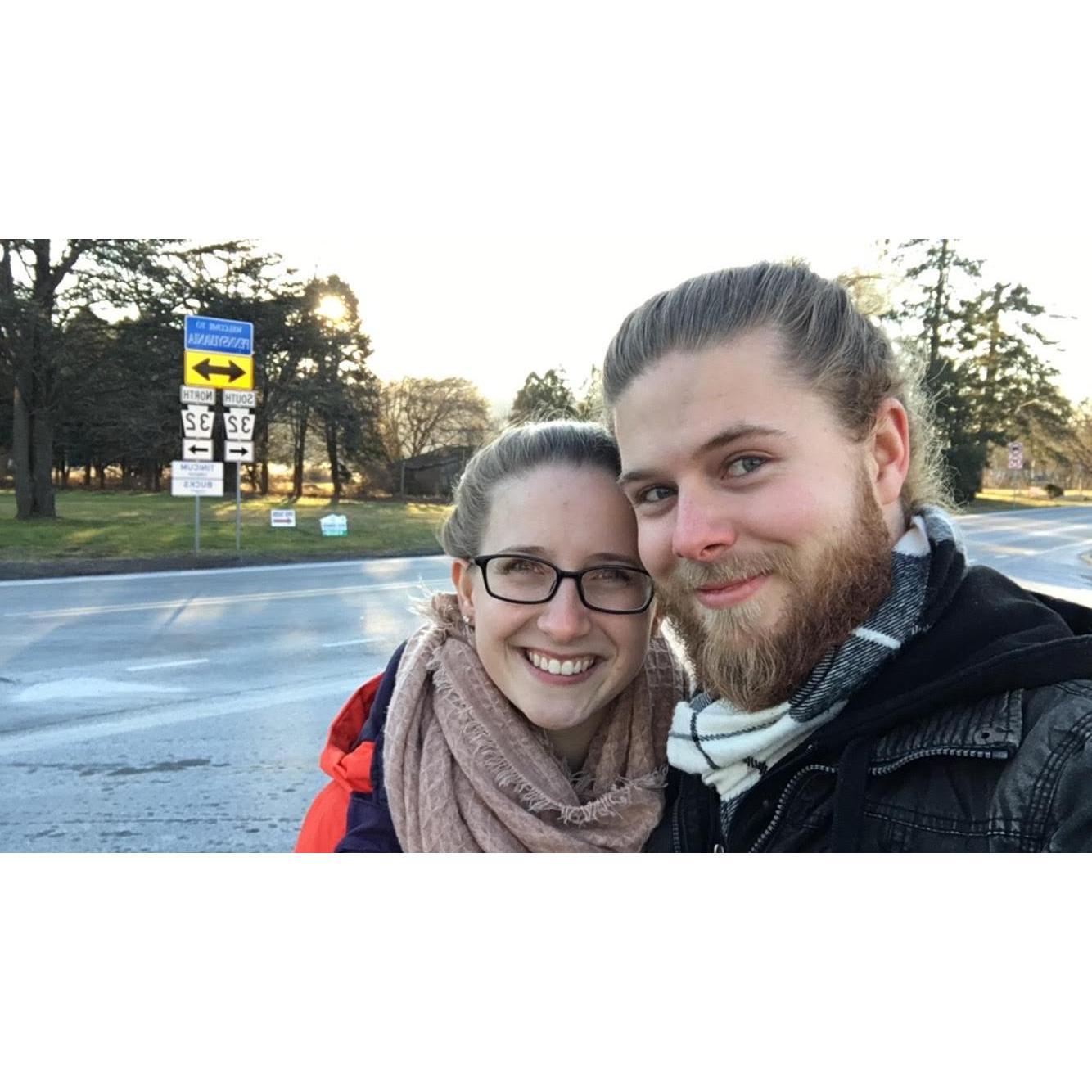 In early 2019, Kaitlin moved to Riegelsville, PA for work. She was so close to the PA/NJ border that we were able to walk from state to state!