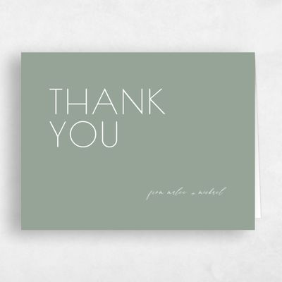 Green Typography Wedding Thank You - Fountaine Landscape