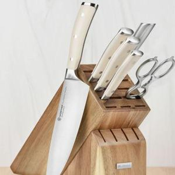 Wusthof Classic Ikon Creme 7 Piece Acacia Knife Block Set