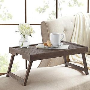 Acacia Wood Bed Tray in Grey